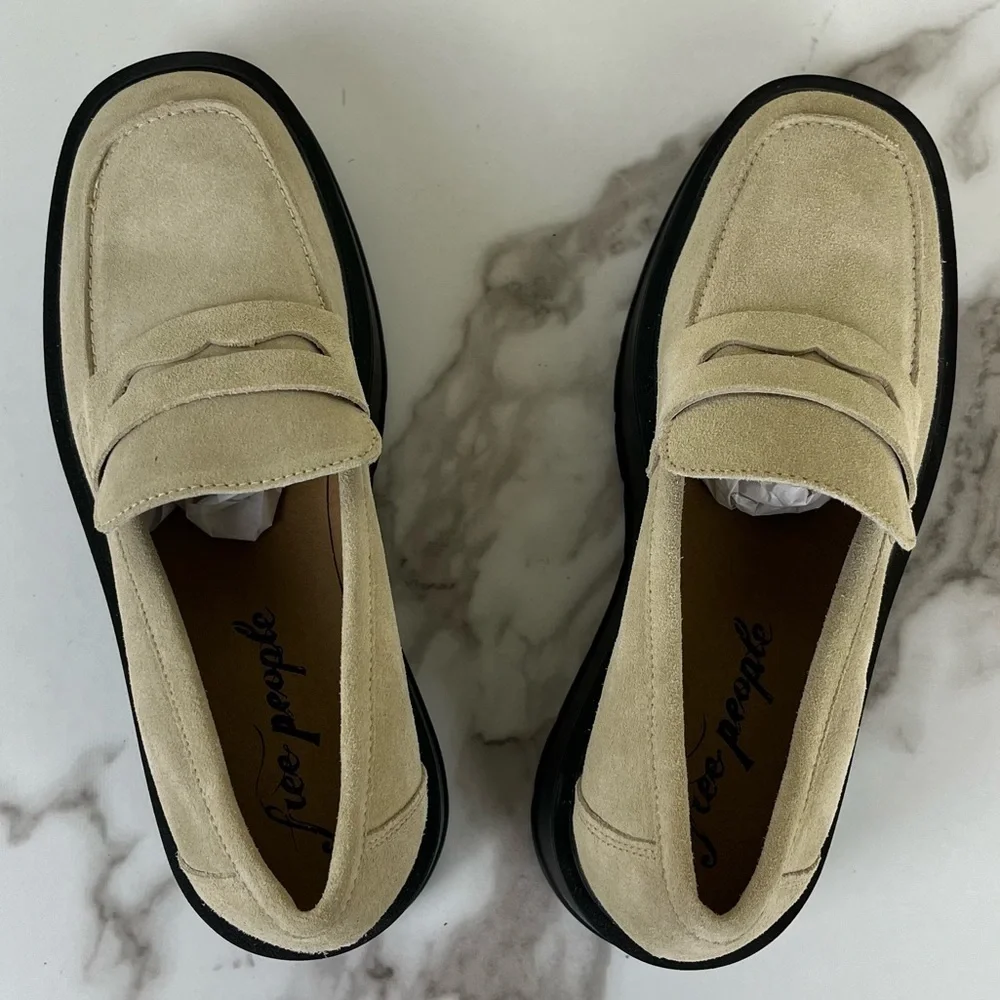 Free People Nico Cappuccino Suede Platform Loafer NEW Academia Shoes Preppy Work